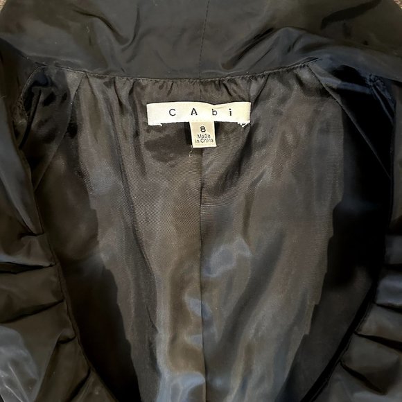 Size: 8 EUC Cabi Black Dinner Vest Ruffle Taffeta Tuxedo Collar  Style # 917 - Picture 5 of 5
